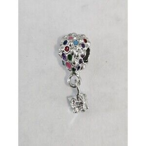 Hot Air Balloon Bead Charm UP Silvertone And Enamel